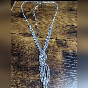 Z12 Stunning Silver Toned Rhinestone Faux Diamond Prom Wedding Style Necklace